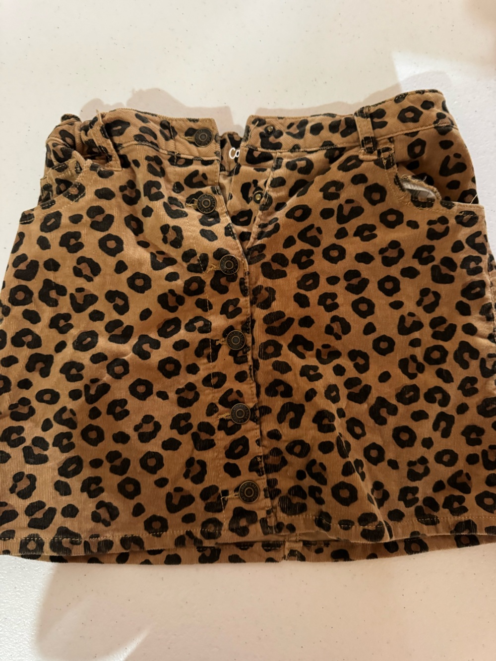 Leopard Print Button-Front Skirt in Brown and Black